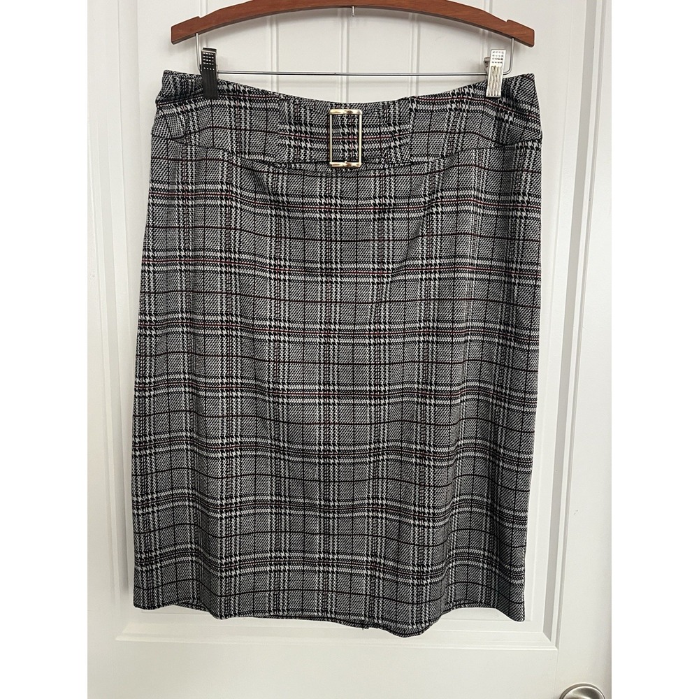 Cato Denim Pencil Women's‎ Skirt Plus 14/16W Black Houndstooth Plaid Midi 650